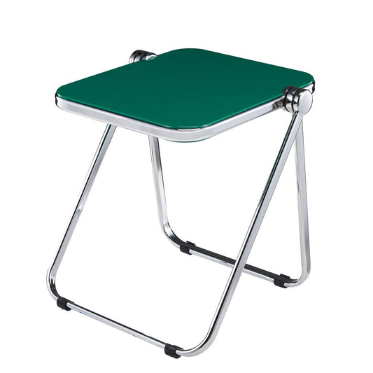 Rectangular Folding Side Table in Chrome Finish with Plastic Tabletop