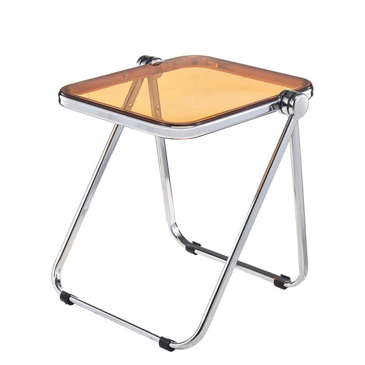 Rectangular Folding Side Table in Chrome Finish with Plastic Tabletop