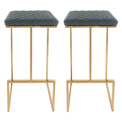 Quincy Leather Bar Stools With Gold Metal Frame Set of 2