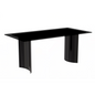 Modern Dining Table Black Stainless Steel Base, With 55 Black Glass Top