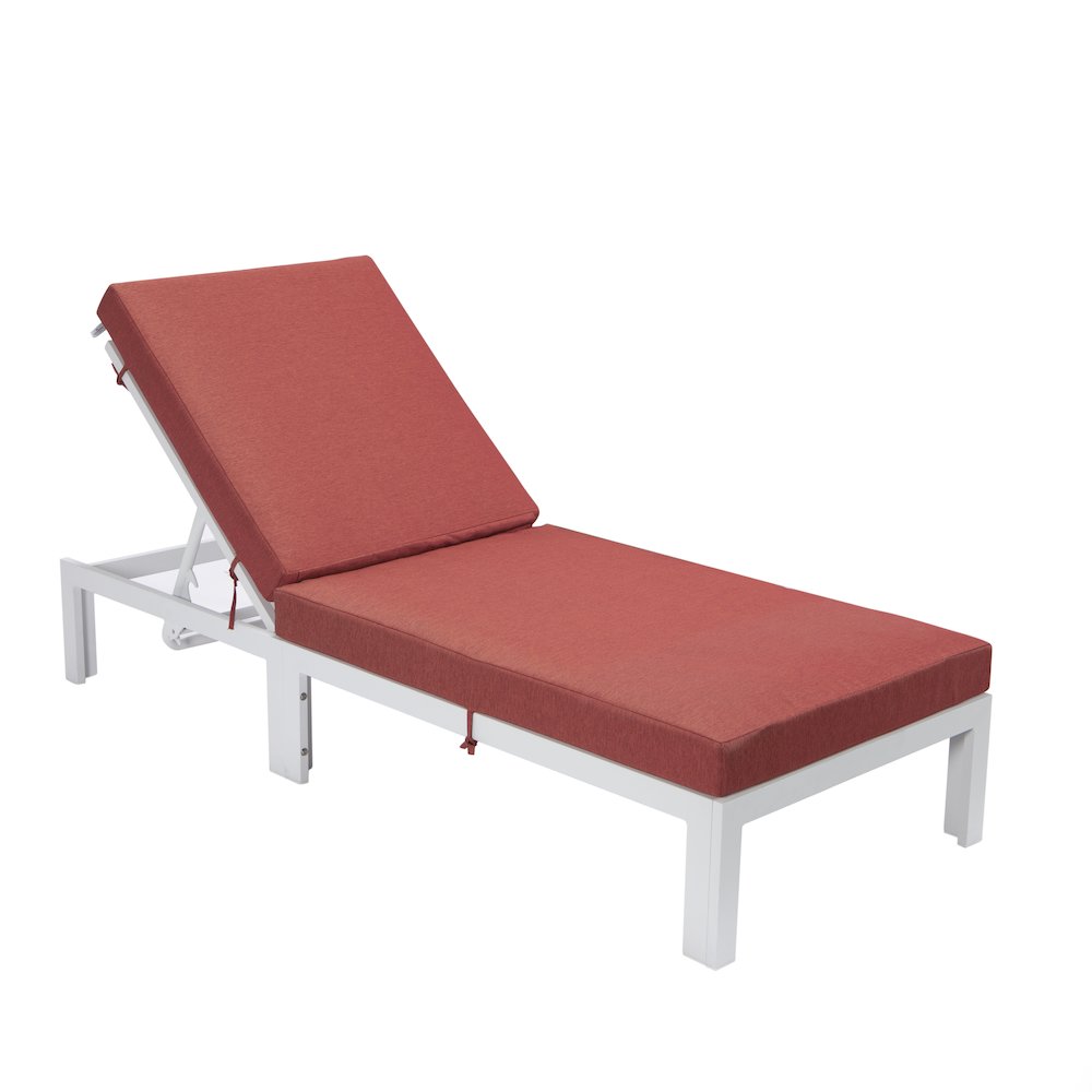 Chelsea Modern Outdoor White Chaise Lounge Chair With Cushions