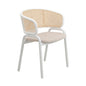 Ervilla Modern Dining Chair with White Powder Coated Steel Legs and Wicker Back