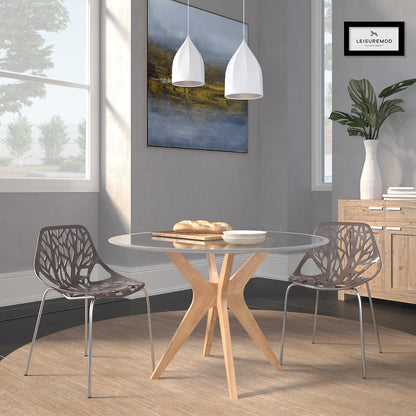 Modern Asbury Dining Chair w/ Chromed Legs, Set of 2