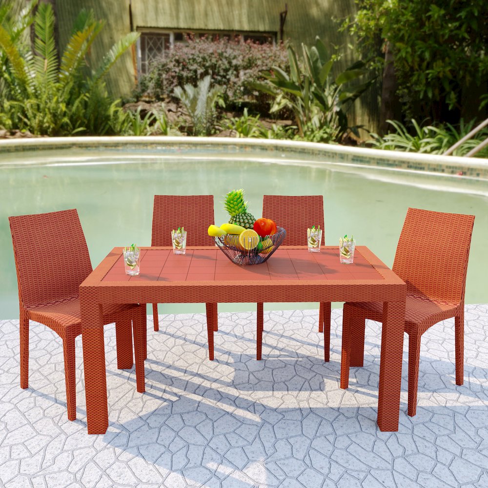 Weave Mace Indoor/Outdoor Dining Chair (Armless), Set of 4