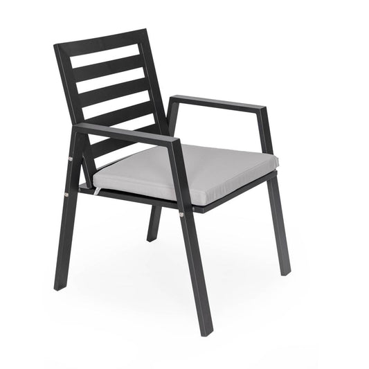 Chelsea Aluminum Outdoor Dining Table 87 With 8 Chairs and Light Grey Cushions