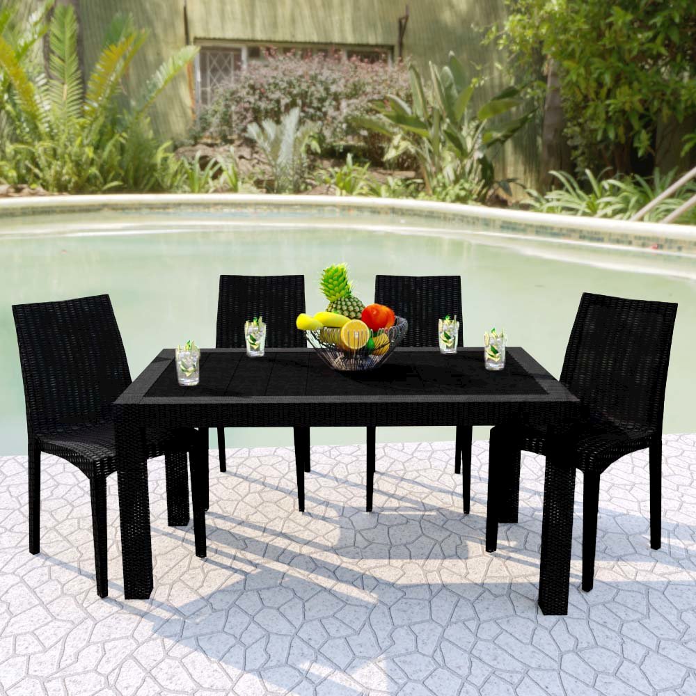 Weave Mace Indoor/Outdoor Dining Chair (Armless), Set of 4