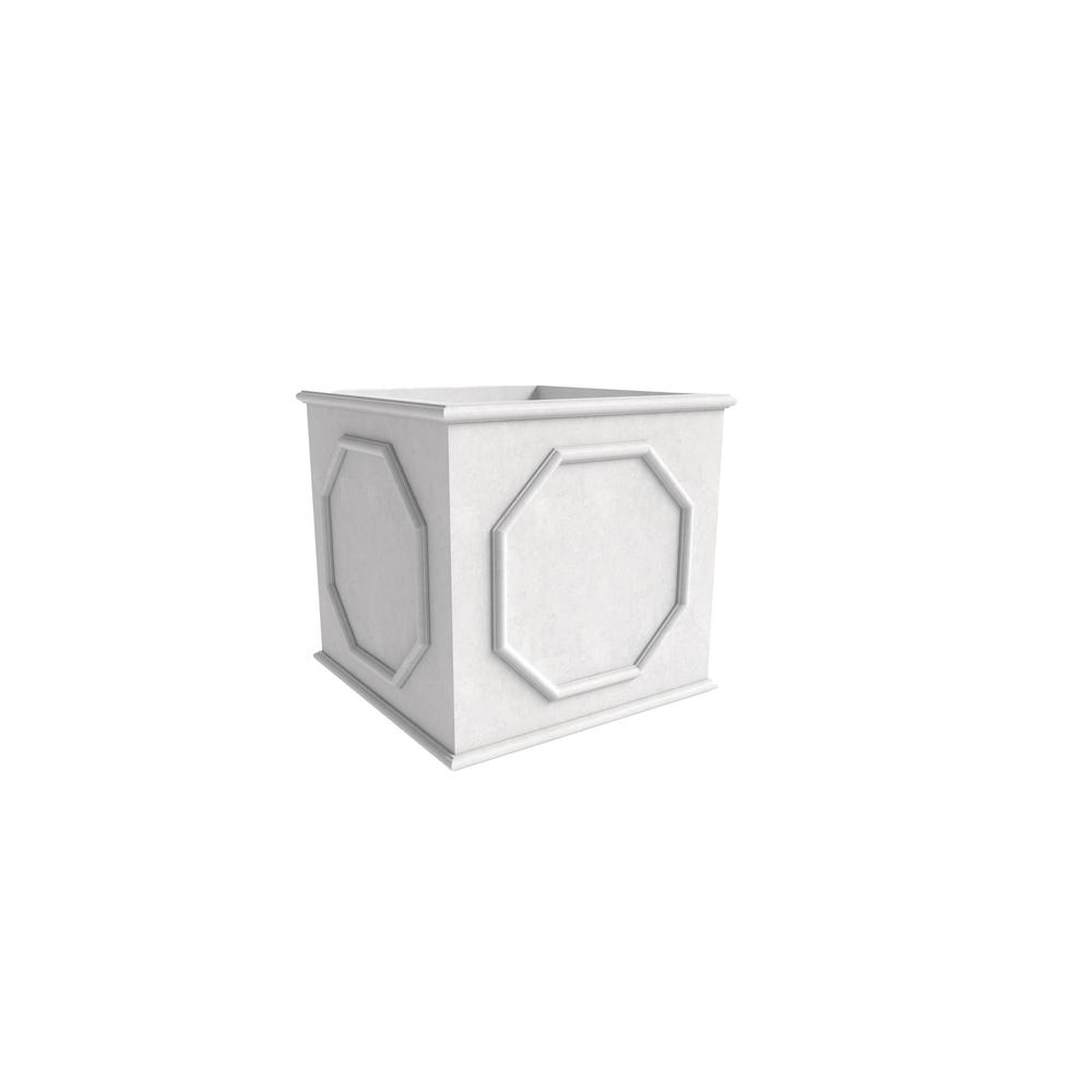 Sprout Series Cubic Fiber Stone Planter in White 10.2 Cube