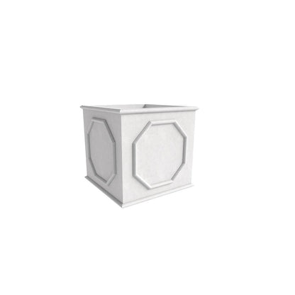 Sprout Series Cubic Fiber Stone Planter in White 10.2 Cube