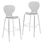 Oyster Acrylic Barstool with Steel Frame in Chrome Finish Set of 2 in Smoke