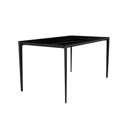Avo Series Modern Dining Table Black Base, With 71 Black/Gold Sintered Stone Top