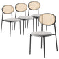 Euston Modern Wicker Dining Chair with Velvet Round Seat Set of 4