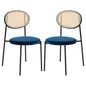 Euston Modern Wicker Dining Chair with Velvet Round Seat Set of 2