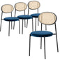 Euston Modern Wicker Dining Chair with Velvet Round Seat Set of 4