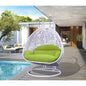 White Wicker Hanging 2 person Egg Swing Chair
