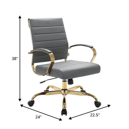 Benmar Home Leather Office Chair With Gold Frame