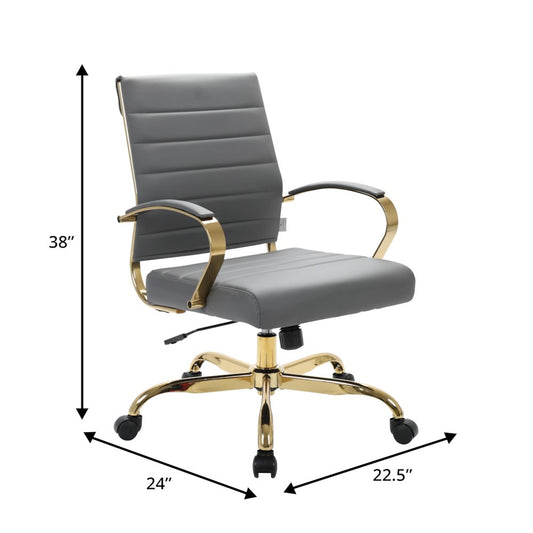 Benmar Home Leather Office Chair With Gold Frame