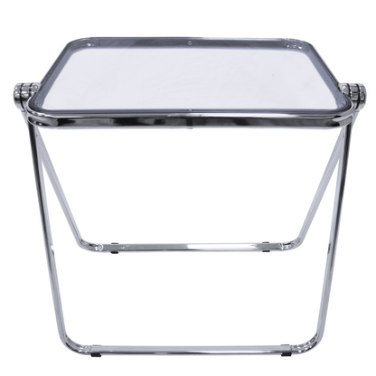 LeisureMod Lawrence Square Folding End Table with Plastic Top and Iron Frame