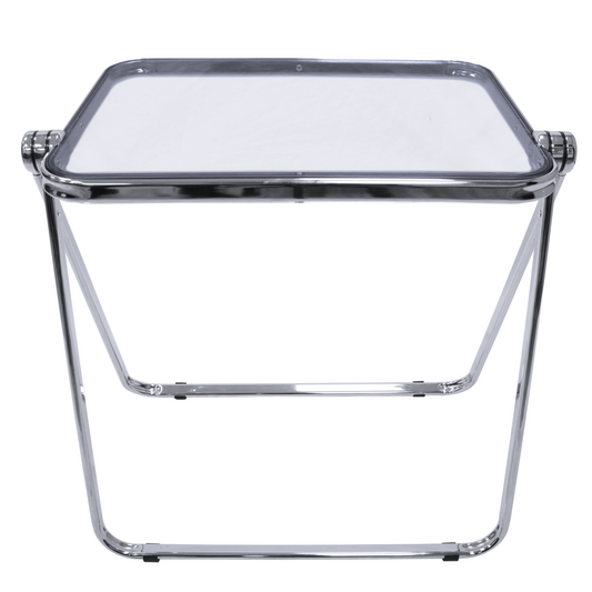LeisureMod Lawrence Square Folding End Table with Plastic Top and Iron Frame