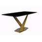 Voren Series Modern Dining Table Gold Base, With 55" Black Glass Top