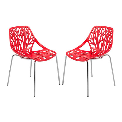 Modern Asbury Dining Chair w/ Chromed Legs, Set of 2