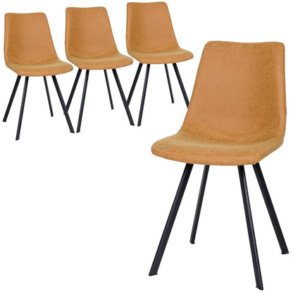 Markley Modern Leather Dining Chair With Metal Legs Set of 4