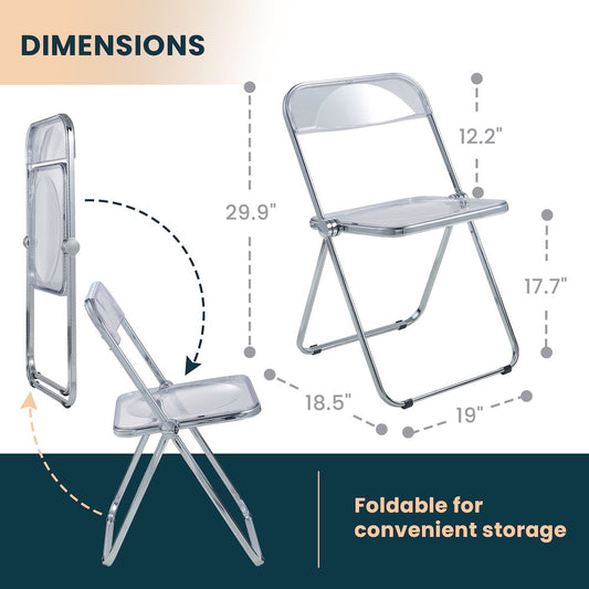 Lawrence Acrylic Folding Chair With Metal Frame, Set of 4