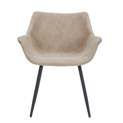 Markley Modern Leather Dining Arm Chair Set of 4 in Taupe