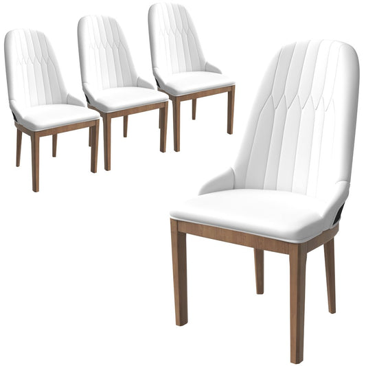Modern Wooden Dining Chair in Black Fabric with White Front Set of 4