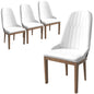 Modern Wooden Dining Chair in Black Fabric with White Front Set of 4