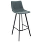 Elland Modern Upholstered Leather Bar Stool With Iron Legs & Footrest