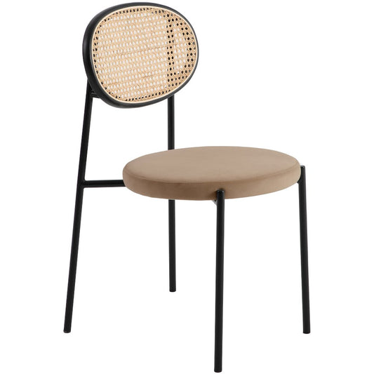 Euston Modern Wicker Dining Chair with Velvet Round Seat