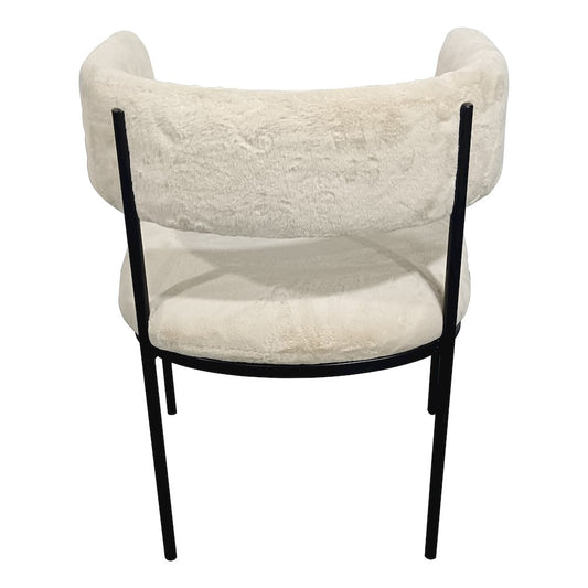 Elias Dining Chair Upholstered in Leather Velvet and Powder Coated Iron Legs