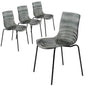 Astor Water Ripple Design Dining Chair in Black Base Trans Black Seat Set of 4