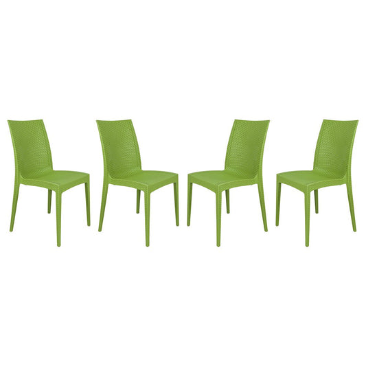 Weave Mace Indoor/Outdoor Dining Chair (Armless), Set of 4