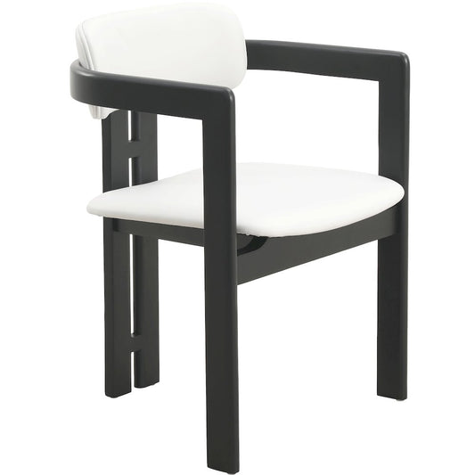 Velo Series Modern Dining Chair Black Wood with Off White Seat Set of 4