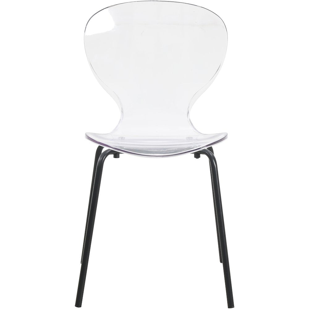 Modern Oyster Transparent Side Chair in Black Base