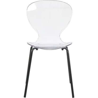 Modern Oyster Transparent Side Chair in Black Base