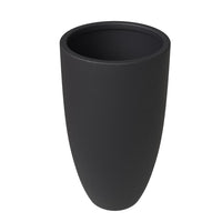 Crete Series Poly Stone Planter in Black 9.5 Dia, 15.7 High