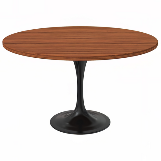 Verve Collection 48 Round Dining Table, Black Base with Cognac Brown MDF Top