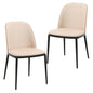 Dining Side Chair with Leather Seat and Steel Frame Set of 2