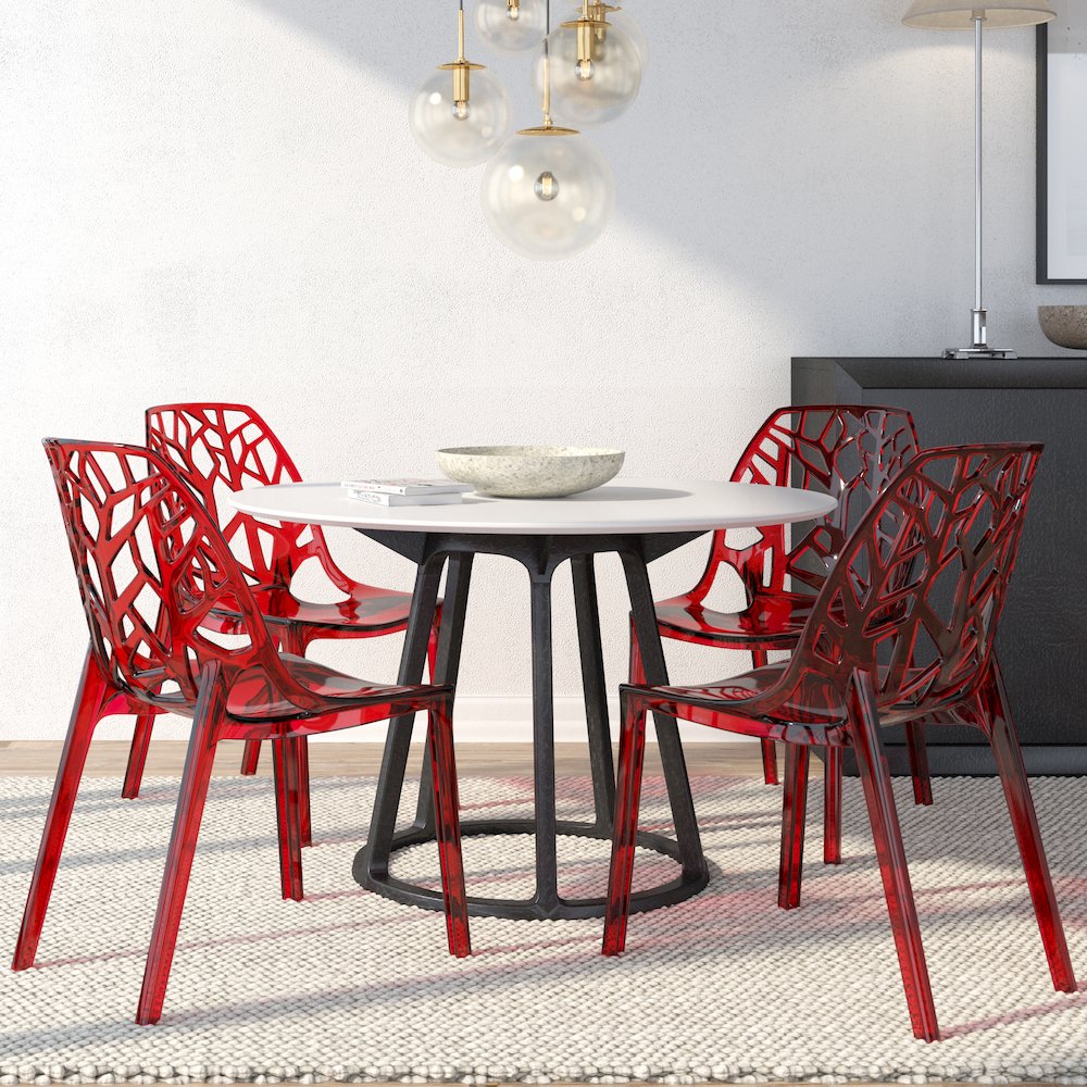Cornelia Modern Spring Cut-Out Tree Design Stackable Dining Chair