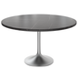 48 Round Dining Table, Brushed Chrome Base with Sintered Stone Black Top