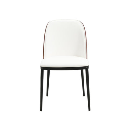 Dining Side Chair with Leather Seat and Steel Frame Set of 4