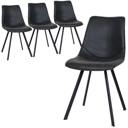 Markley Modern Leather Dining Chair With Metal Legs Set of 4