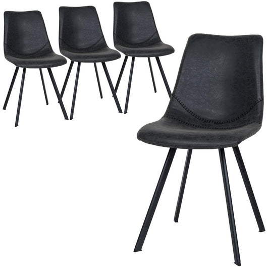 Markley Modern Leather Dining Chair With Metal Legs Set of 4