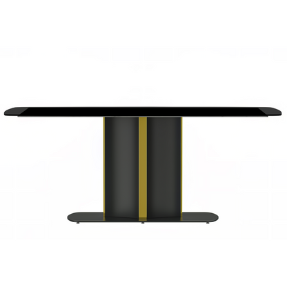 Sylva Series Modern Dining Table Black and Gold Base, With 55 Black Glass Top
