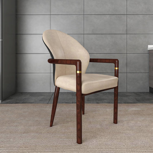 Opaline Series Elegant Wooden Dining Chair in Black Velvet and Toupe - Set of 2