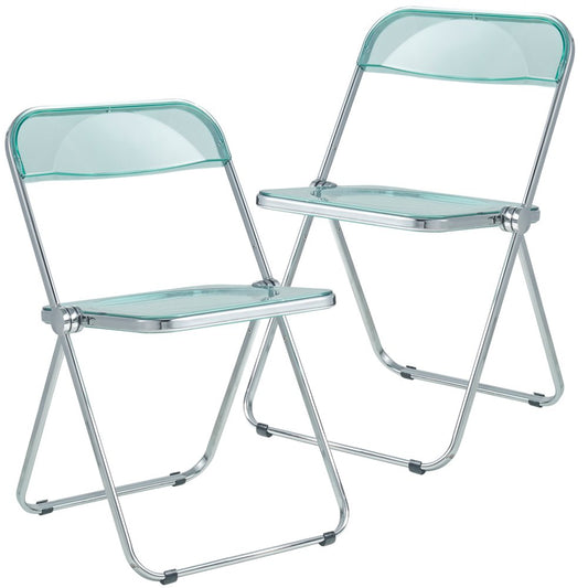 Lawrence Acrylic Folding Chair With Metal Frame, Set of 2