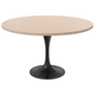 48 Round Dining Table, Black Base with Light Natural Wood MDF Top