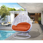 White Wicker Hanging 2 person Egg Swing Chair